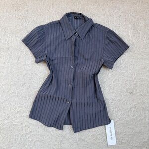 Theory Sheer Striped Button Up Blouse – Size Small